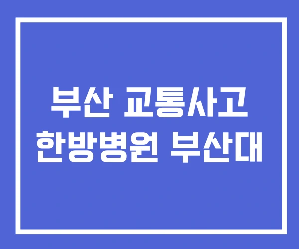부산 교통사고 한방병원 부산대 부산 교통사고 한방병원 부산대