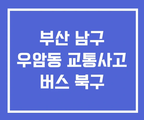 부산 남구 우암동 교통사고 버스 북구