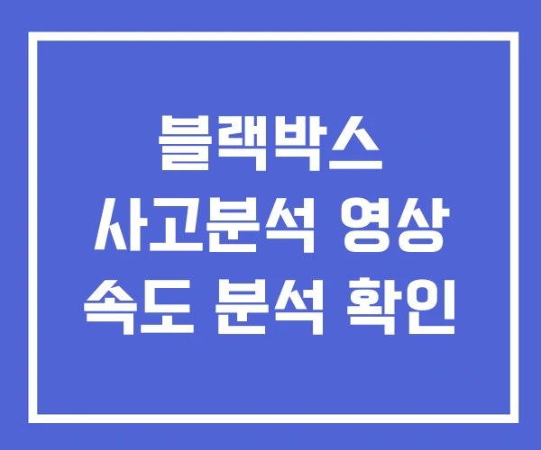블랙박스 사고분석 영상 속도 분석 확인 블랙박스 사고분석 영상 속도 분석 확인
