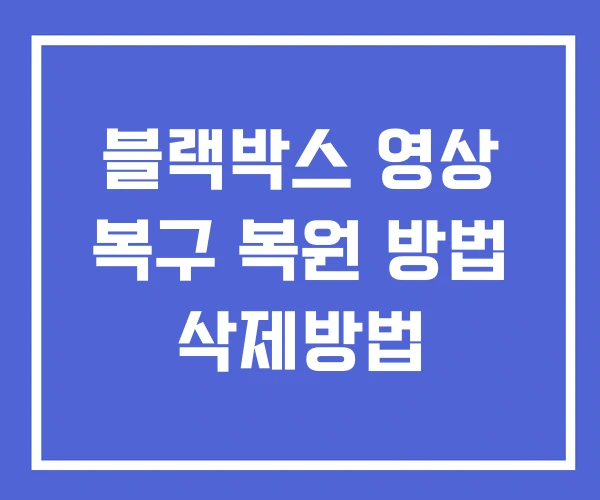블랙박스 영상 복구 복원 방법 삭제방법