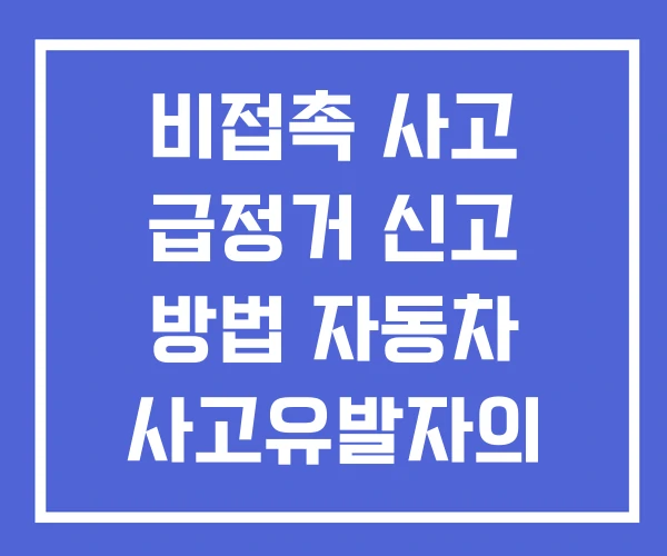 비접촉 사고 급정거 신고 방법 자동차 사고유발자의 뺑소니 처벌