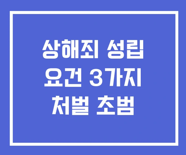 상해죄 성립 요건 3가지 처벌 초범