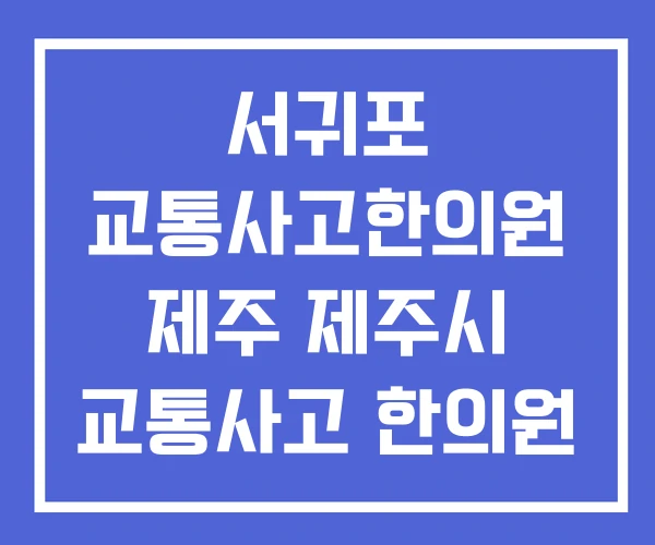 서귀포 교통사고한의원 제주 제주시 교통사고 한의원