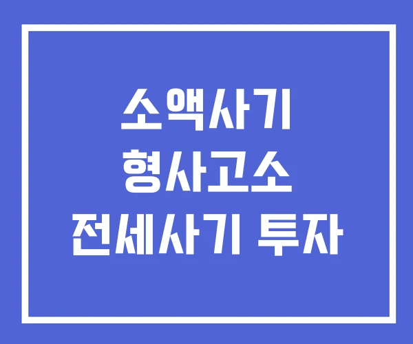 소액사기 형사고소 전세사기 투자