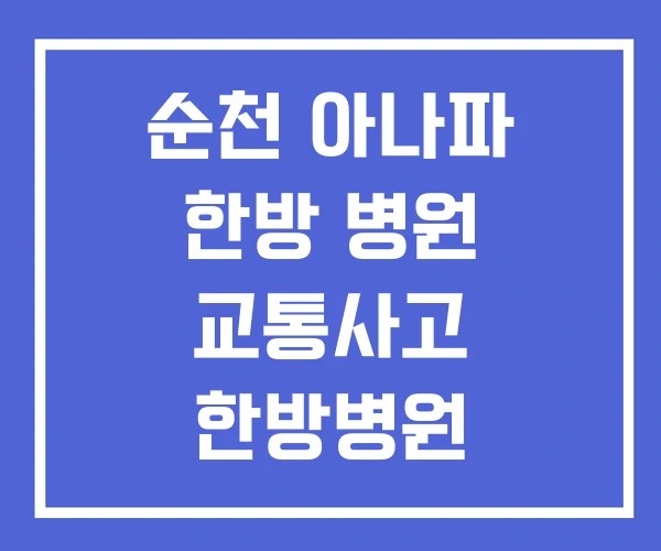 순천 아나파 한방 병원 교통사고 한방병원