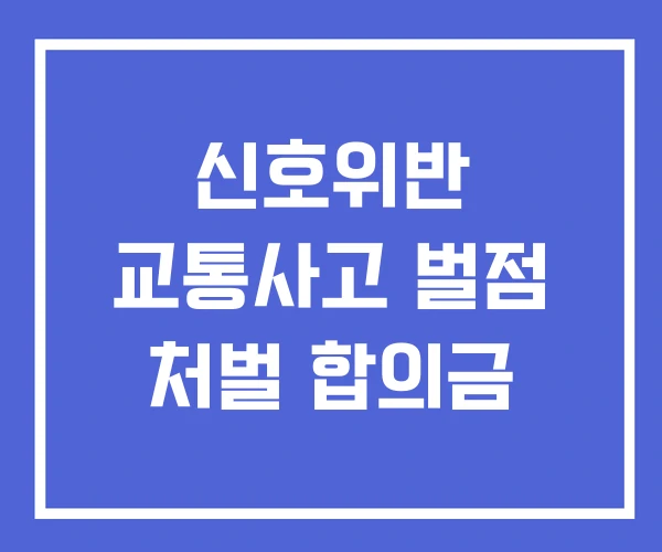 신호위반 교통사고 벌점 처벌 합의금 신호위반 교통사고 벌점 처벌 합의금