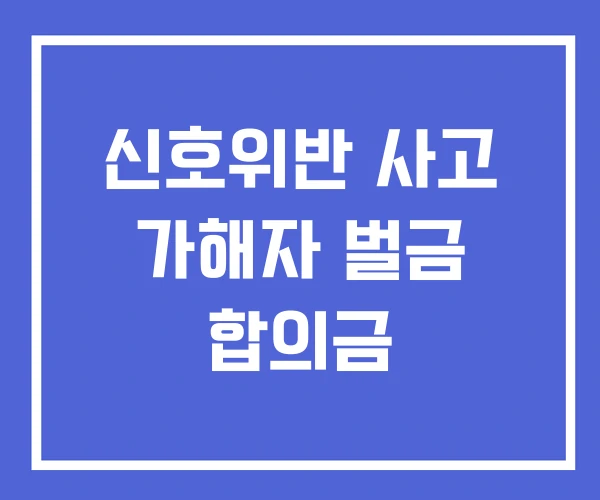 신호위반 사고 가해자 벌금 합의금 신호위반 사고 가해자 벌금 합의금