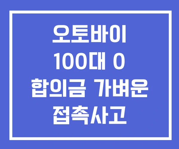 오토바이 100대 0 합의금 가벼운 접촉사고 교통사고 오토바이 100대 0 합의금 가벼운 접촉사고 교통사고