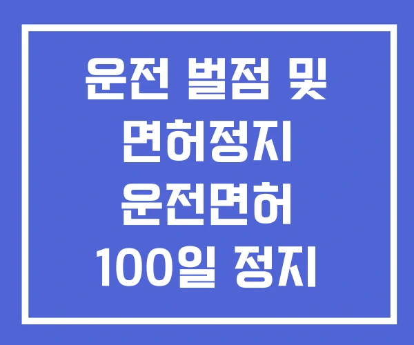 운전 벌점 및 면허정지 운전면허 100일 정지 벌금