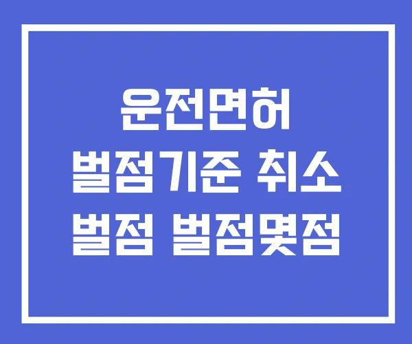 운전면허 벌점기준 취소 벌점 벌점몇점