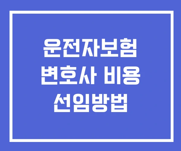 운전자보험 변호사 비용 선임방법 운전자보험 변호사 비용 선임방법