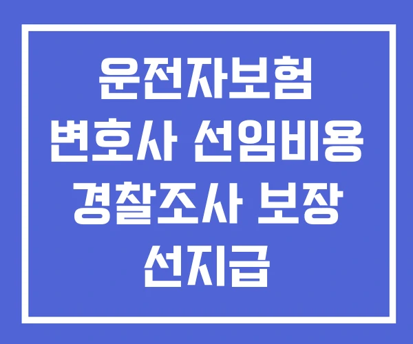 운전자보험 변호사 선임비용 경찰조사 보장 선지급