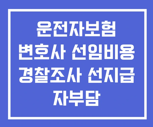 운전자보험 변호사 선임비용 경찰조사 선지급 자부담
