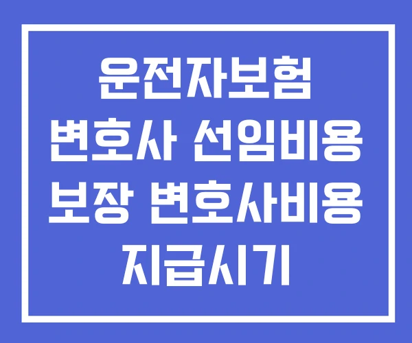 운전자보험 변호사 선임비용 보장 변호사비용 지급시기 운전자보험 변호사 선임비용 보장 변호사비용 지급시기
