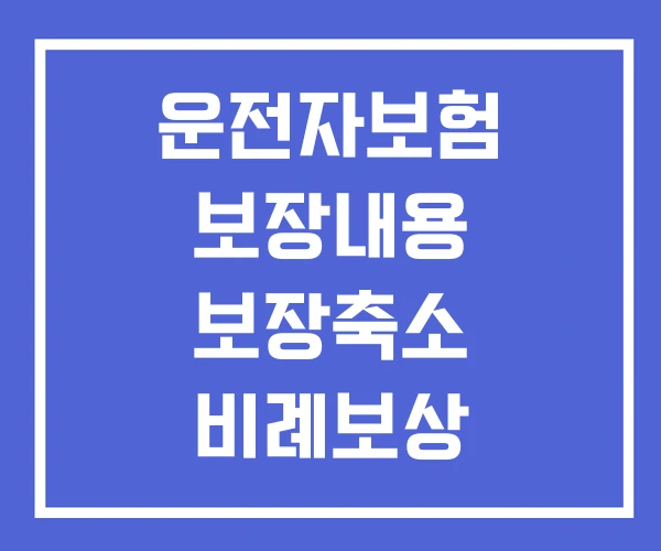 운전자보험 보장내용 보장축소 비례보상 운전자보험 보장내용 보장축소 비례보상