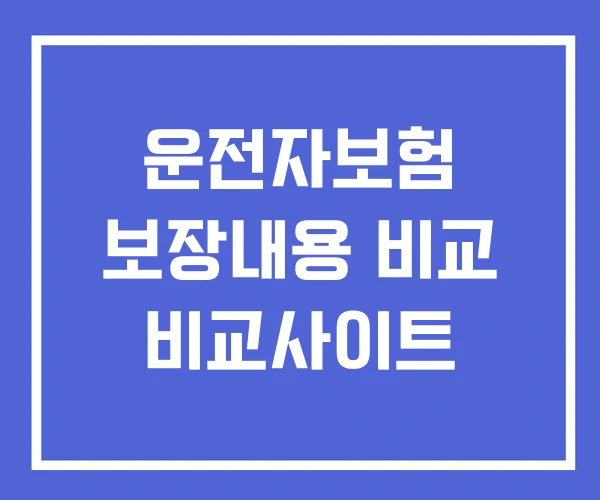 운전자보험 보장내용 비교 비교사이트