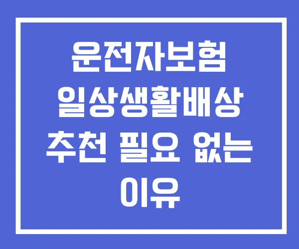 운전자보험 일상생활배상 추천 필요 없는 이유 운전자보험 일상생활배상 추천 필요 없는 이유