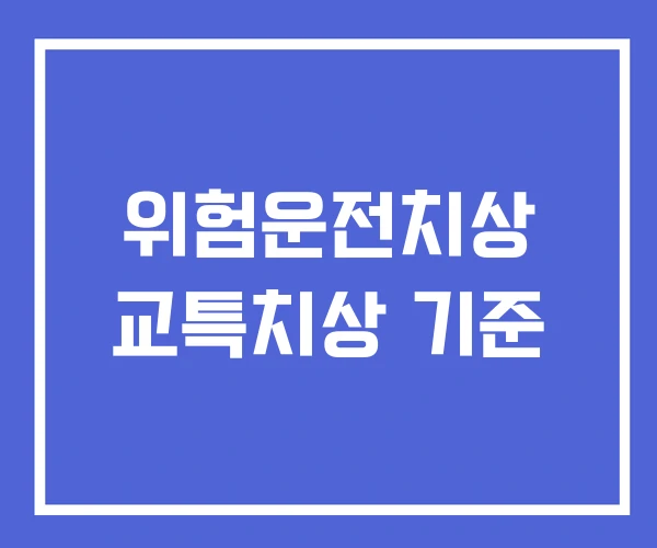 위험운전치상 교특치상 기준
