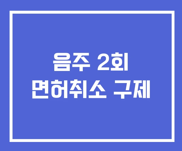 음주 2회 면허취소 구제