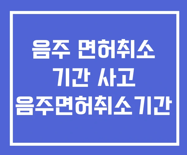 음주 면허취소 기간 사고 음주면허취소기간