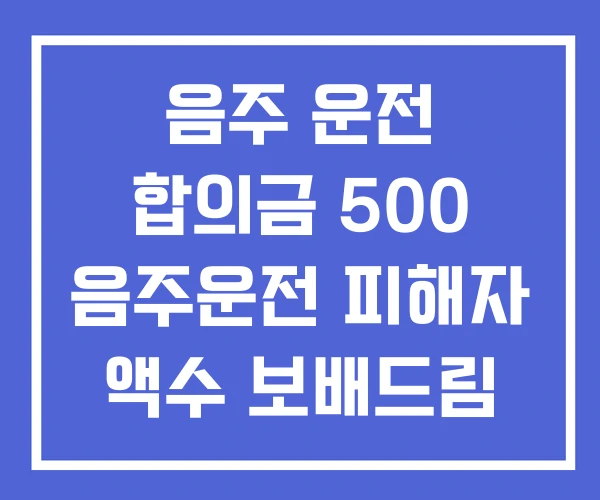 음주 운전 합의금 500 음주운전 피해자 액수 보배드림