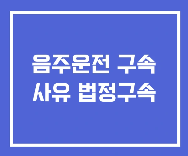음주운전 구속 사유 법정구속