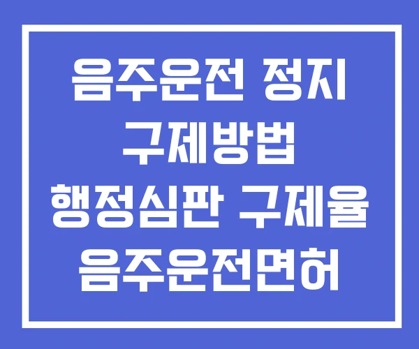 음주운전 정지 구제방법 행정심판 구제율 음주운전면허 기준