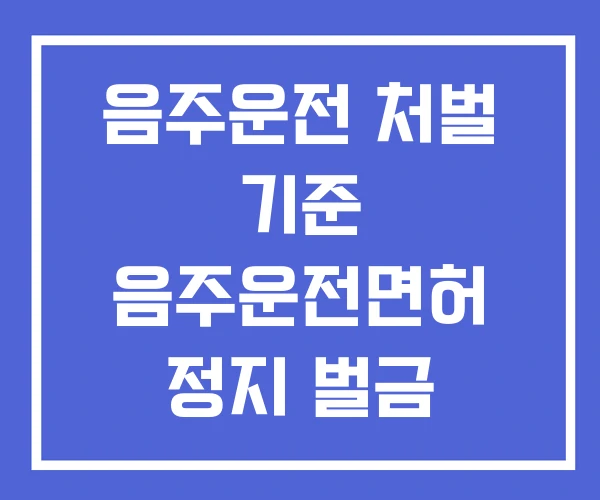 음주운전 처벌 기준 음주운전면허 정지 벌금
