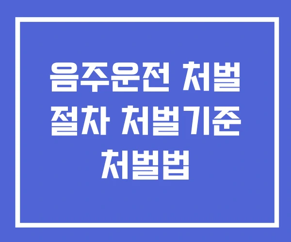 음주운전 처벌 절차 처벌기준 처벌법