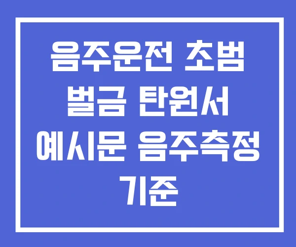 음주운전 초범 벌금 탄원서 예시문 음주측정 기준