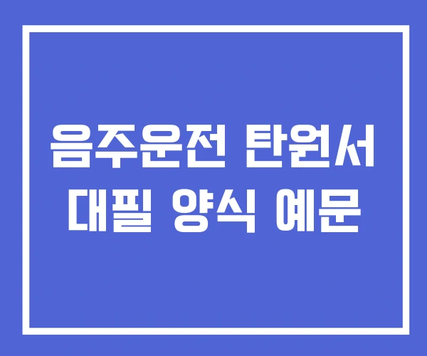 음주운전 탄원서 대필 양식 예문