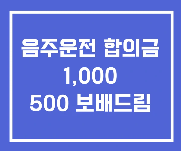 음주운전 합의금 1,000 500 보배드림
