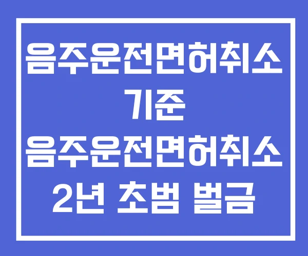 음주운전면허취소 기준 음주운전면허취소 2년 초범 벌금