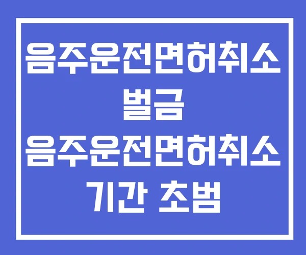 음주운전면허취소 벌금 음주운전면허취소 기간 초범