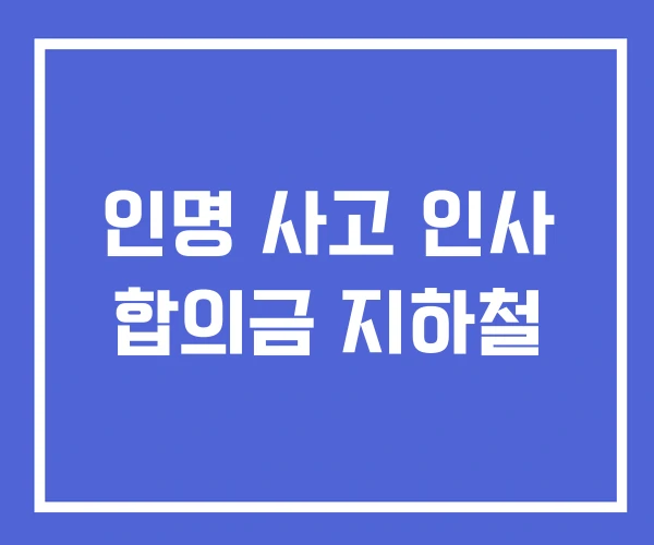 인명 사고 인사 합의금 지하철