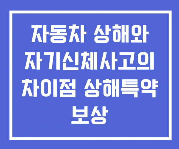 자동차 상해와 자기신체사고의 차이점 상해특약 보상