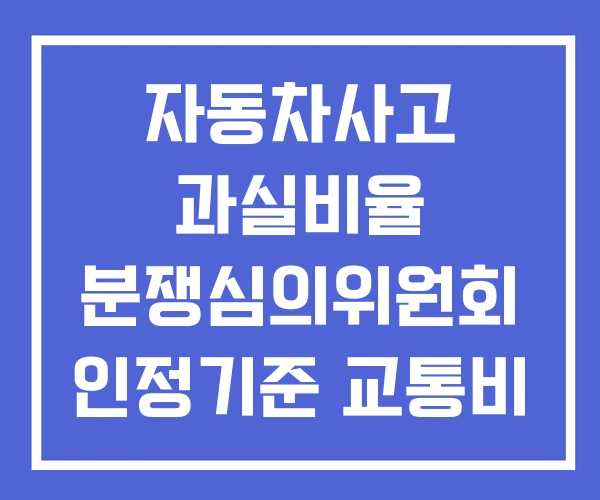 자동차사고 과실비율 분쟁심의위원회 인정기준 교통비