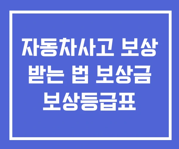 자동차사고 보상 받는 법 보상금 보상등급표