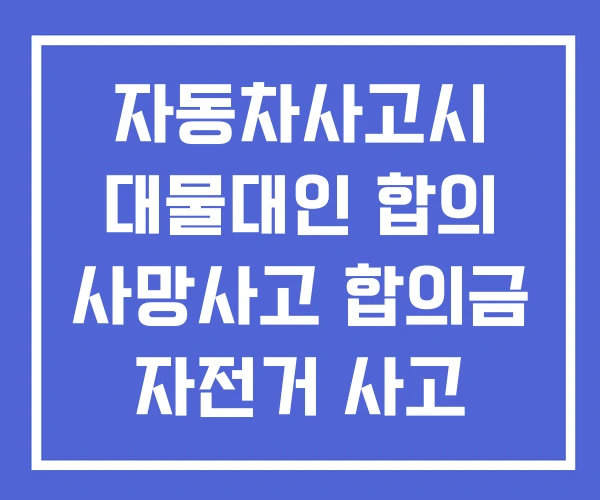 자동차사고시 대물대인 합의 사망사고 합의금 자전거 사고