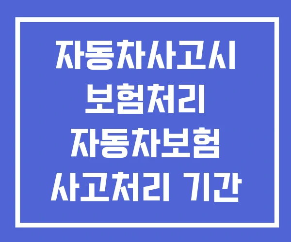 자동차사고시 보험처리 자동차보험 사고처리 기간 현금