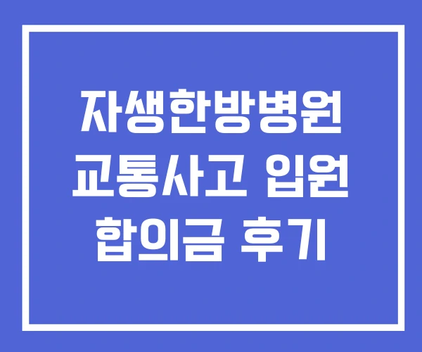 자생한방병원 교통사고 입원 합의금 후기
