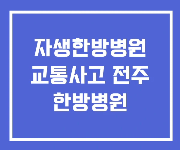 자생한방병원 교통사고 전주 한방병원