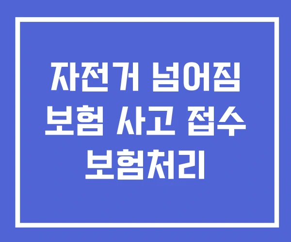 자전거 넘어짐 보험 사고 접수 보험처리