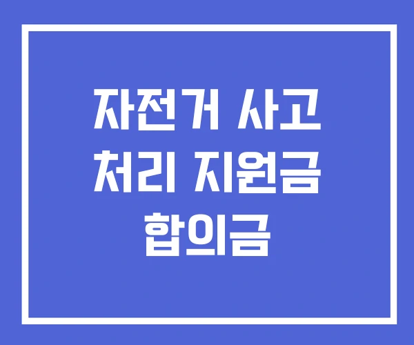 자전거 사고 처리 지원금 합의금