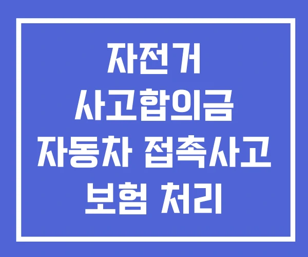 자전거 사고합의금 자동차 접촉사고 보험 처리