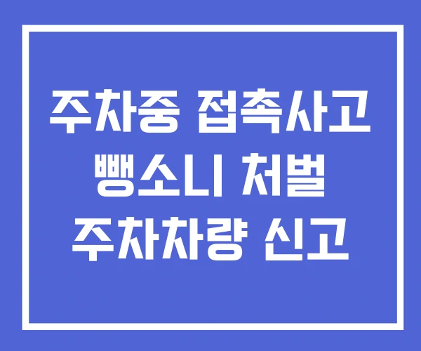 주차중 접촉사고 뺑소니 처벌 주차차량 신고