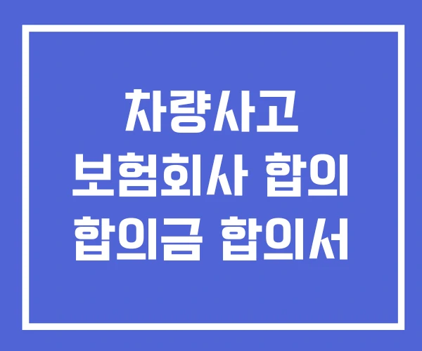 차량사고 보험회사 합의 합의금 합의서