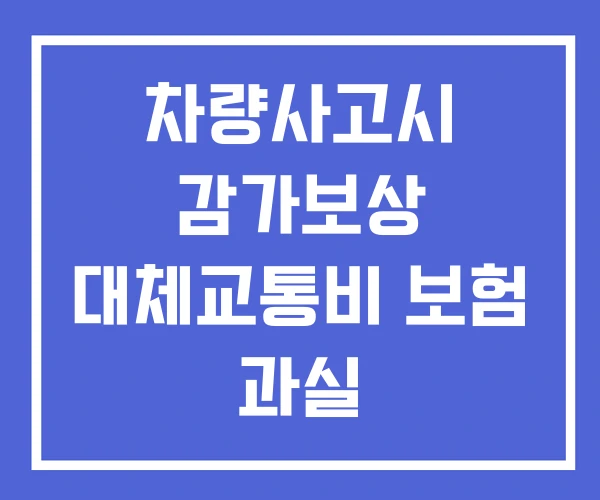 차량사고시 감가보상 대체교통비 보험 과실