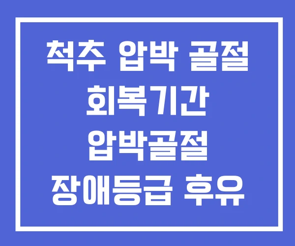 척추 압박 골절 회복기간 압박골절 장애등급 후유 장해진단서