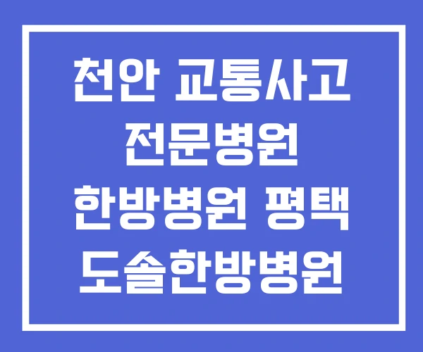 천안 교통사고 전문병원 한방병원 평택 도솔한방병원